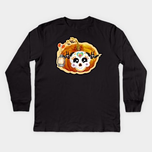 halloween pumpkin face Kids Long Sleeve T-Shirt